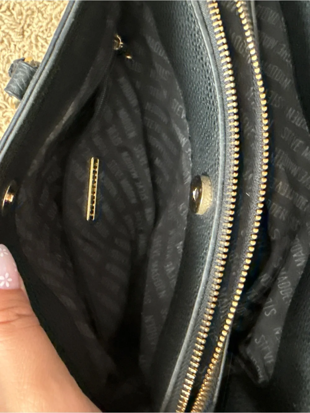 Steve Madden black Pebbled Satchel with Coin Pouch